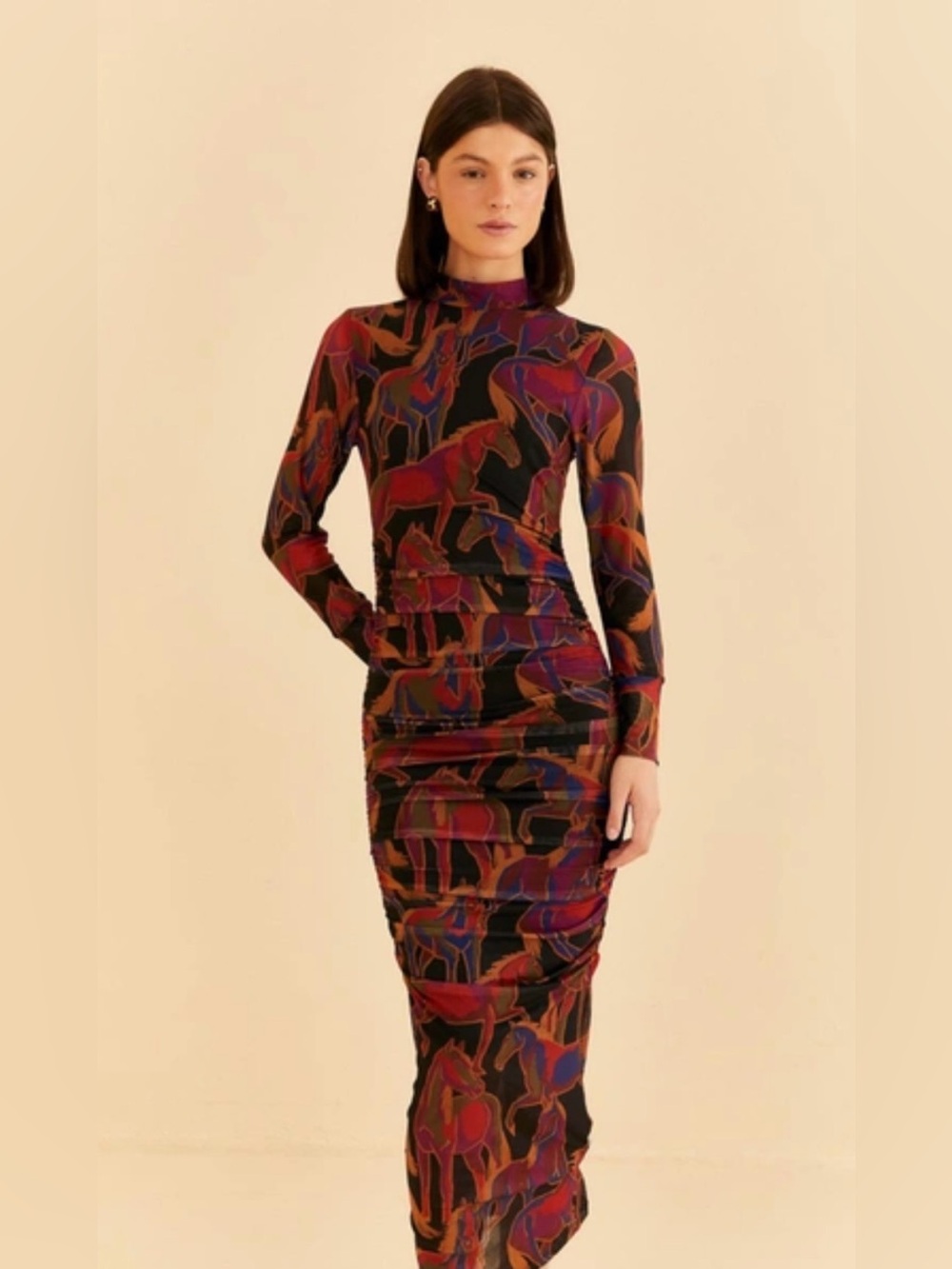 NWT Farm Rio Wild Horses Tulle Midi Dress
Ruched
Long Sleeve
Size XL
$210
Lined